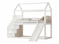 Cama altillo infantil 90x200 cm - con tobogán y escalera de almacenaje - madera maciza - con somier de láminas -^ModernLuxe Sale