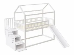 Cama altillo infantil 90x200 cm - con tobogán y escalera de almacenaje - madera maciza - con somier de láminas -^ModernLuxe Sale