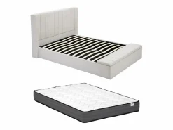 Vente-unique Cama Con Canapé|Cama Con Almacenaje|Cama arcón 160 x 200 cm con banco en tela color + colchón - DOUINO