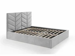 Vente-unique Cama Con Canapé|Cama Con Almacenaje|Cama arcón king size 200 x 200 cm de tejido texturizado - JUSTANI