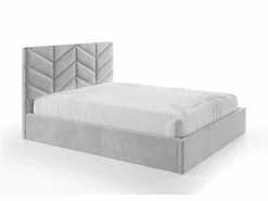 Vente-unique Cama Con Canapé|Cama Con Almacenaje|Cama arcón king size 200 x 200 cm de tejido texturizado - JUSTANI