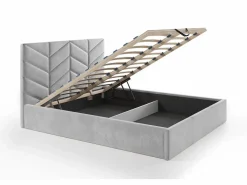 Vente-unique Cama Con Canapé|Cama Con Almacenaje|Cama arcón king size 200 x 200 cm de tejido texturizado - JUSTANI
