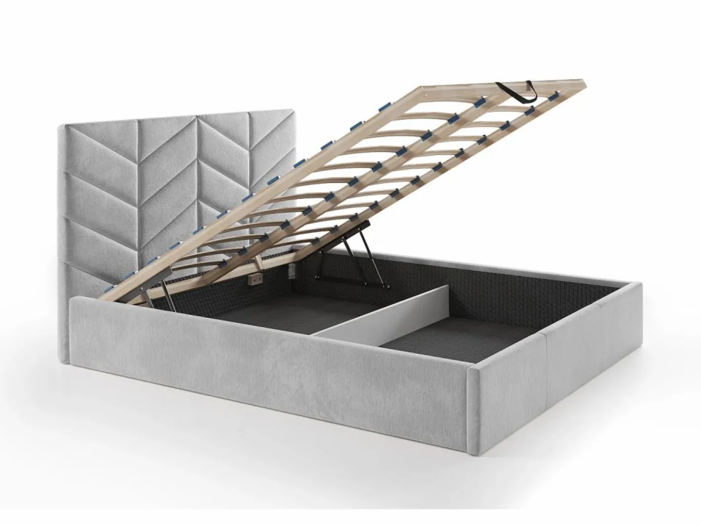 Vente-unique Cama Con Canapé|Cama Con Almacenaje|Cama arcón king size 200 x 200 cm de tejido texturizado - JUSTANI