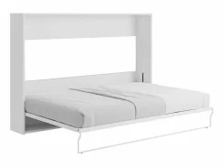 Vente-unique Cama armario abatible horizontal 140 x 200 cm gris y blanco con colchón - MALINA II Gris / Blanco Online