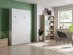Vente-unique Cama armario batiente vertical 140 x 200 cm con colchón - MALINA II Blanco Clearance