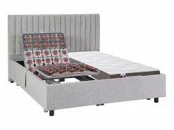 Ysmée Cama articulada eléctrica somier colchón látex 3 zonas 2 x 80 x 200 cm tela TIARI Gris New
