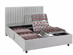 Ysmée Cama articulada eléctrica somier colchón látex 3 zonas 2 x 80 x 200 cm tela TIARI Gris New