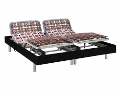 Ysmée Cama Articulada|Cama articulada eléctrica somier colchón látex 3 zonas 2 x 90 x 200 cm tela gris JOFAR