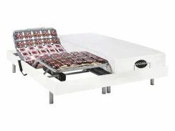 NATUREA Cama articulada eléctrica LYSIS III motor OKIN 2x90x200 cm Blanco Outlet