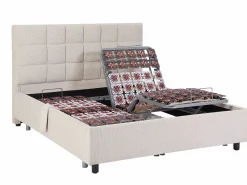 Ysmée Cama articulada eléctrica somier colchón látex 3 zonas 2 x 70 x 190 cm tela JOFAR Beige New