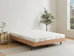Ysmée Cama articulada eléctrica somier colchón memoria de forma 2 x 80 x 200 cm beige SASORA Color natural claro Outlet