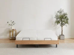 Ysmée Cama articulada eléctrica somier colchón memoria de forma 2 x 80 x 200 cm beige SASORA Color natural claro Outlet