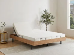 Ysmée Somier Relax|Cama articulada eléctrica somier colchón memoria de forma 2 x 90 x 200 cm beige SASORA
