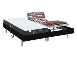 Cama articulada eléctrica somier colchón de muelles 5 zonas 2 x 70 x 190 cm beige MANAM^Ysmée Clearance