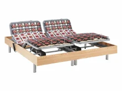 Ysmée Cama Articulada|Cama articulada eléctrica somier colchón látex 3 zonas 2 x 80 x 200 cm tela gris JOFAR