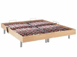 Ysmée Cama Articulada|Cama articulada eléctrica somier colchón látex 3 zonas 2 x 80 x 200 cm tela gris JOFAR