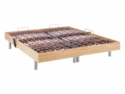 Ysmée Cama Articulada|Cama articulada eléctrica somier colchón látex 3 zonas 2 x 80 x 200 cm tela gris JOFAR