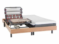 Cama articulada eléctrica somier colchón de muelles 5 zonas 2 x 90 x 200 cm beige ANTALISA^Ysmée Best