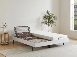 Ysmée Somier Relax|Cama articulada eléctrica somier colchón memoria de forma 2 x 90 x 200 cm gris SASORA