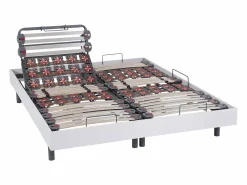 Ysmée Somier Relax|Cama articulada eléctrica somier colchón memoria de forma 2 x 90 x 200 cm gris SASORA