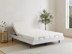 Ysmée Somier Relax|Cama articulada eléctrica somier colchón memoria de forma 2 x 90 x 200 cm gris SASORA