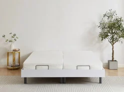 Ysmée Somier Relax|Cama articulada eléctrica somier colchón memoria de forma 2 x 90 x 200 cm gris SASORA