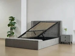Cama baúl 160 x 200 cm con banco en tela color - DOUINO^Vente-unique Outlet