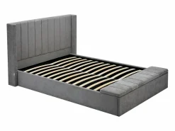 Cama baúl 160 x 200 cm con banco en tela color - DOUINO^Vente-unique Outlet