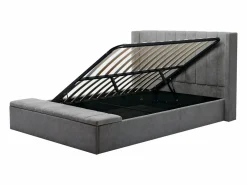 Cama baúl 160 x 200 cm con banco en tela color - DOUINO^Vente-unique Outlet