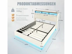 Merax Cama Terciopelo|Cama Con Canapé|Cama basculante hidráulica - 160 x 200 cm - con LED + bolsillos laterales + USB/Tipo C + cabecero con almacenaje - terciopelo -