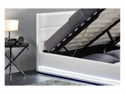 Concept-Usine Cama Con Canapé|Cama Con Almacenaje|Cama blanca con caja de almacenaje y LED 160X200 NEW YORK