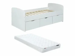 Vente-unique Cama Infantil|Cama 2 cajones 1 arcón mesa de centro colchón 90 x 190 cm LOUANE