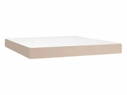 Clicnbuy Cama box spring colchón LED cuero sintético capuchino 160x200cm Marru00f3n Hot