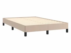 Clicnbuy Somier Tapizado|Cama box spring colchón LED cuero sintético capuchino 120x190cm