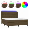 Clicnbuy Cama box spring colchón luces LED tela marrón oscuro 180x200cm New