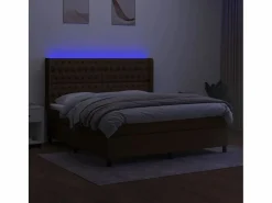 Clicnbuy Cama box spring colchón luces LED tela marrón oscuro 180x200cm New