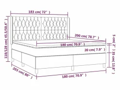 Clicnbuy Cama box spring colchón luces LED tela marrón oscuro 180x200cm New