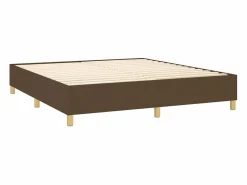 Cama box spring colchón luces LED tela marrón oscuro 160x200cm^Clicnbuy Sale