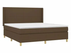 Clicnbuy Cama box spring colchón luces LED tela marrón oscuro 160x200cm Hot