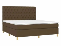 Clicnbuy Somier Tapizado|Somier - 160X200Cm|Cama box spring colchón luces LED tela marrón oscuro 160x200cm