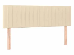 Clicnbuy Somier - 140X190Cm|Cama box spring colchón y luces LED tela crema 140x190 cm