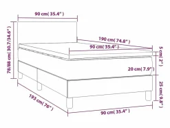 Clicnbuy Cama box spring colchón y luces LED tela gris taupe 90x190 cm Topo Hot