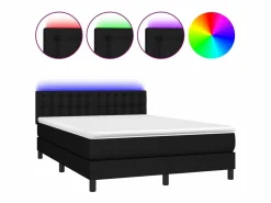 Clicnbuy Cama box spring colchón y luces LED tela negro 140x190 cm Hot