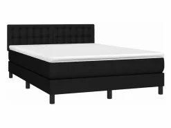 Clicnbuy Cama box spring colchón y luces LED tela negro 140x190 cm Hot