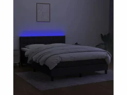 Clicnbuy Cama box spring colchón y luces LED tela negro 140x190 cm Hot