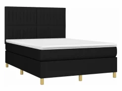 Clicnbuy Somier Tapizado|Somier - 140X190Cm|Cama box spring colchón y luces LED tela negro 140x190 cm