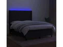 Clicnbuy Cama box spring colchón y luces LED tela negro 140x190 cm Discount