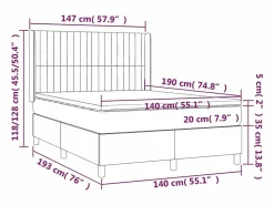 Clicnbuy Cama box spring colchón y luces LED tela negro 140x190 cm Discount