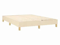 Clicnbuy Somier - 140X190Cm|Cama box spring colchón y luces LED tela crema 140x190 cm