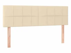 Clicnbuy Somier - 140X190Cm|Cama box spring colchón y luces LED tela crema 140x190 cm